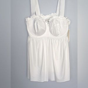 Women’s Michael Kors Babydoll Swim Top & Stripped Bikini Bottom Size L